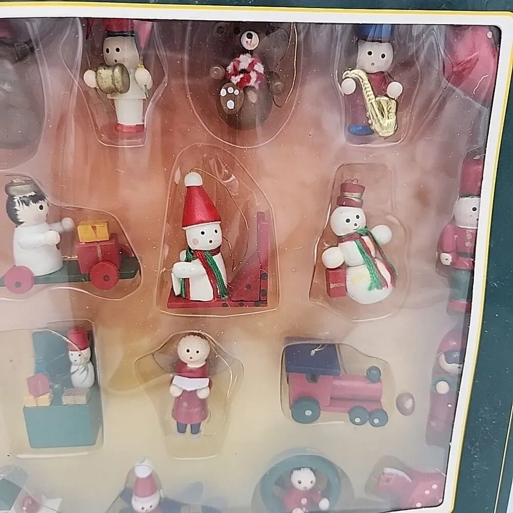 Ornaments Joy Brite 24 Piece Mini Wood Christmas Hand Painted Collectable VTG